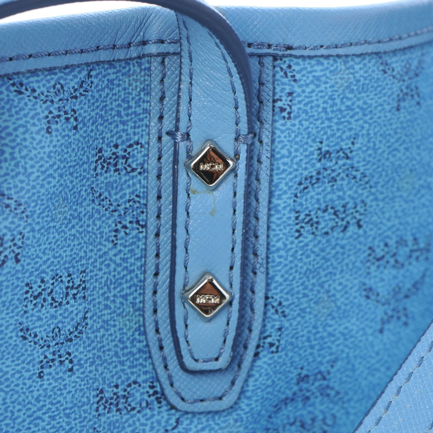 Coated Canvas Shopper Tote Blue