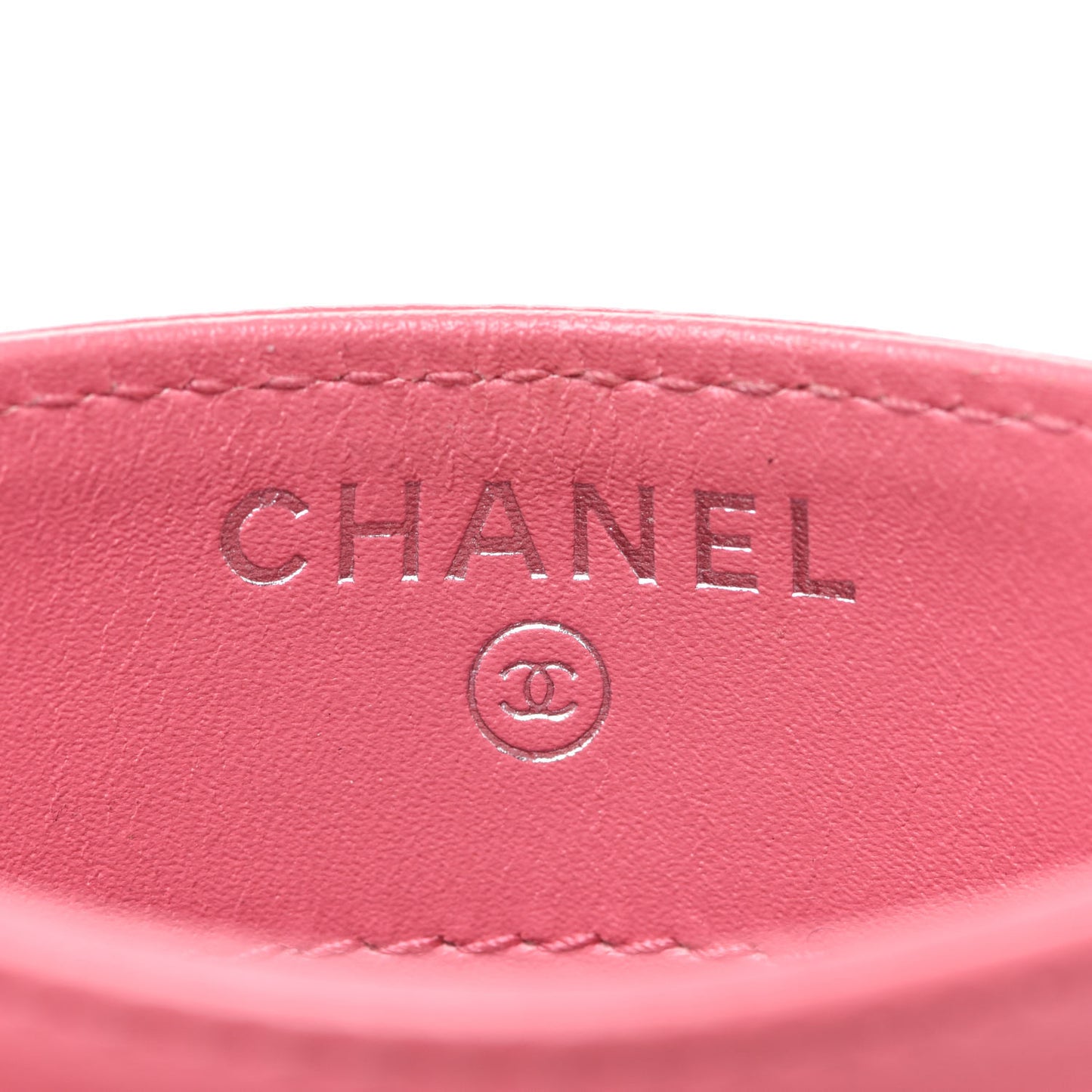 Caviar Chevron Quilted Card Holder Pink