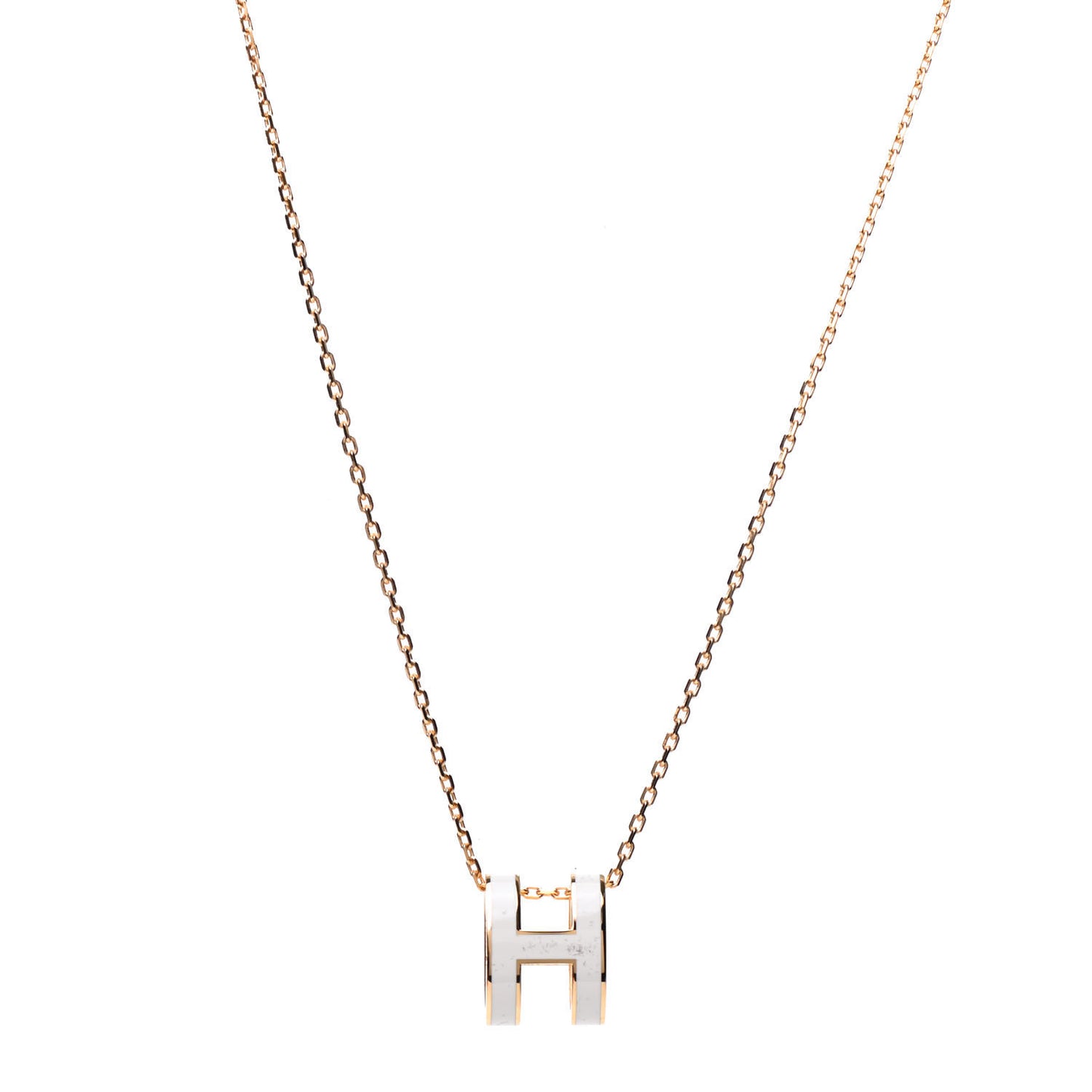Lacquered Gold Pop H Pendant Necklace White