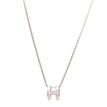 Hermes Lacquered Gold Pop H Pendant Necklace White 1 of 7