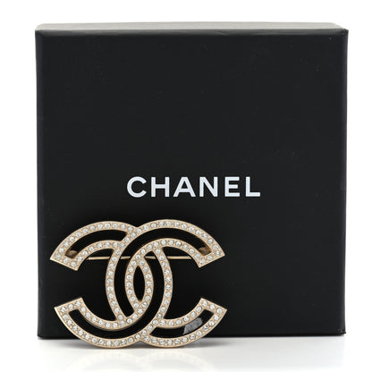 Chanel Crystal CC Brooch Light Gold 5 of 5