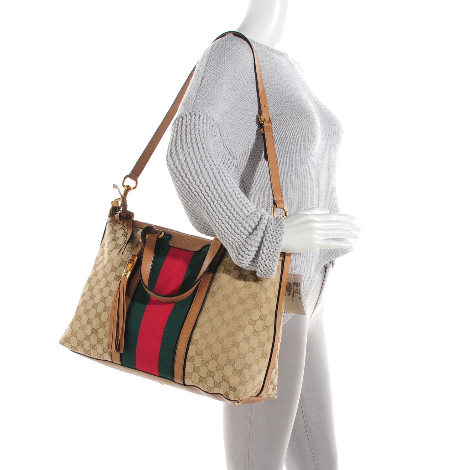 Gucci Monogram Web Medium Rania Top Handle Bag Sand 2 of 7