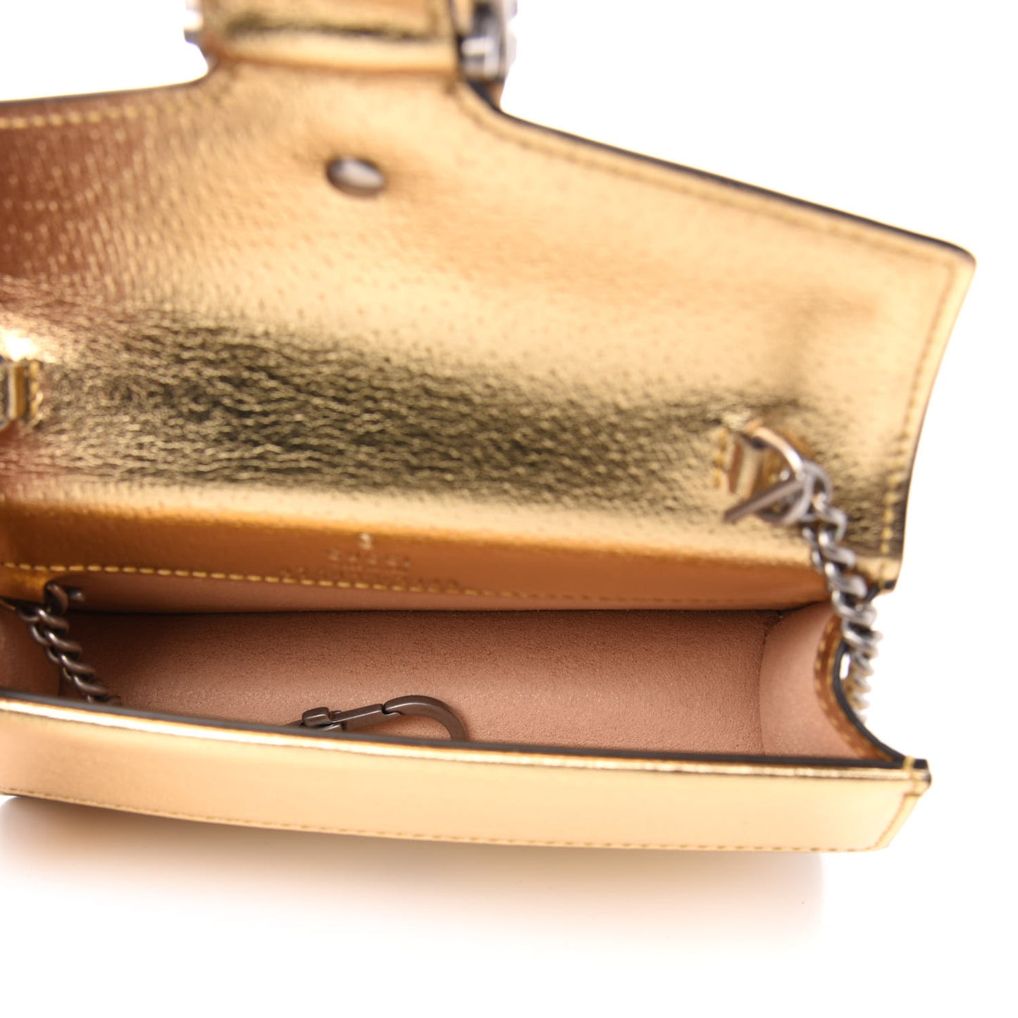 Metallic Calfskin Super Mini Dionysus Shoulder Bag Gold