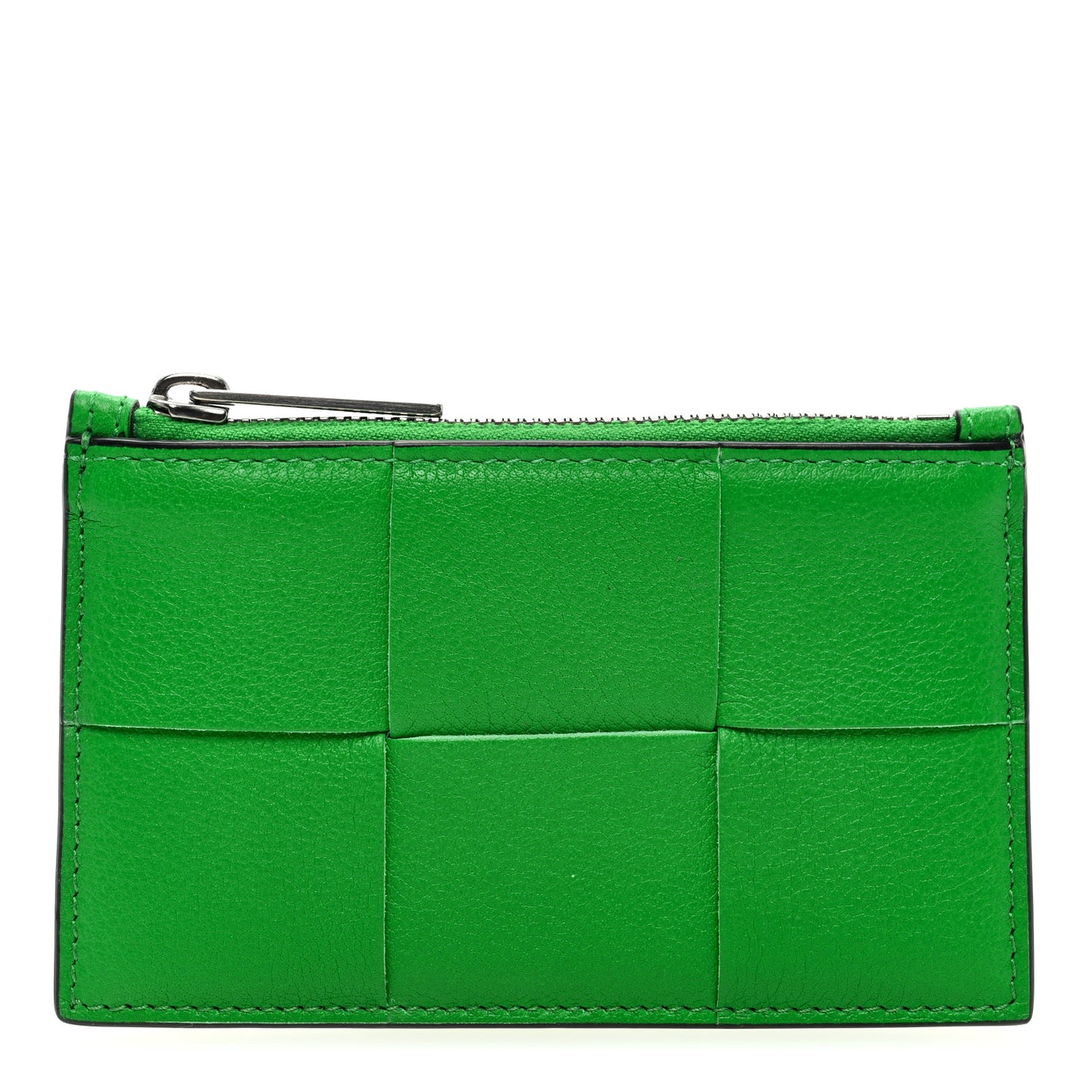 Nappa Calfskin Maxi Intrecciato Zipped Card Case Parakeet