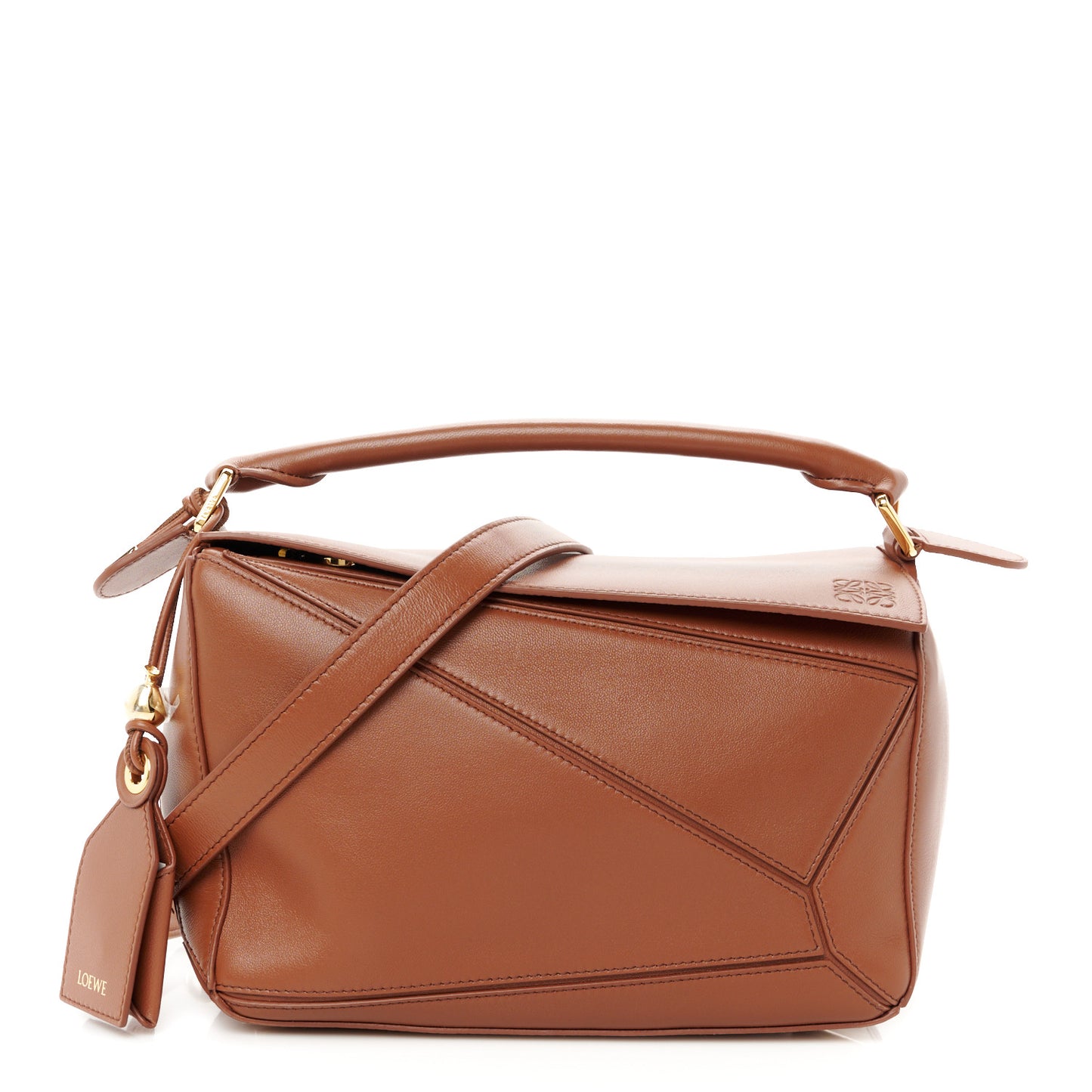 Nappa Lambskin Small Featherlight Puzzle Bag Pecan