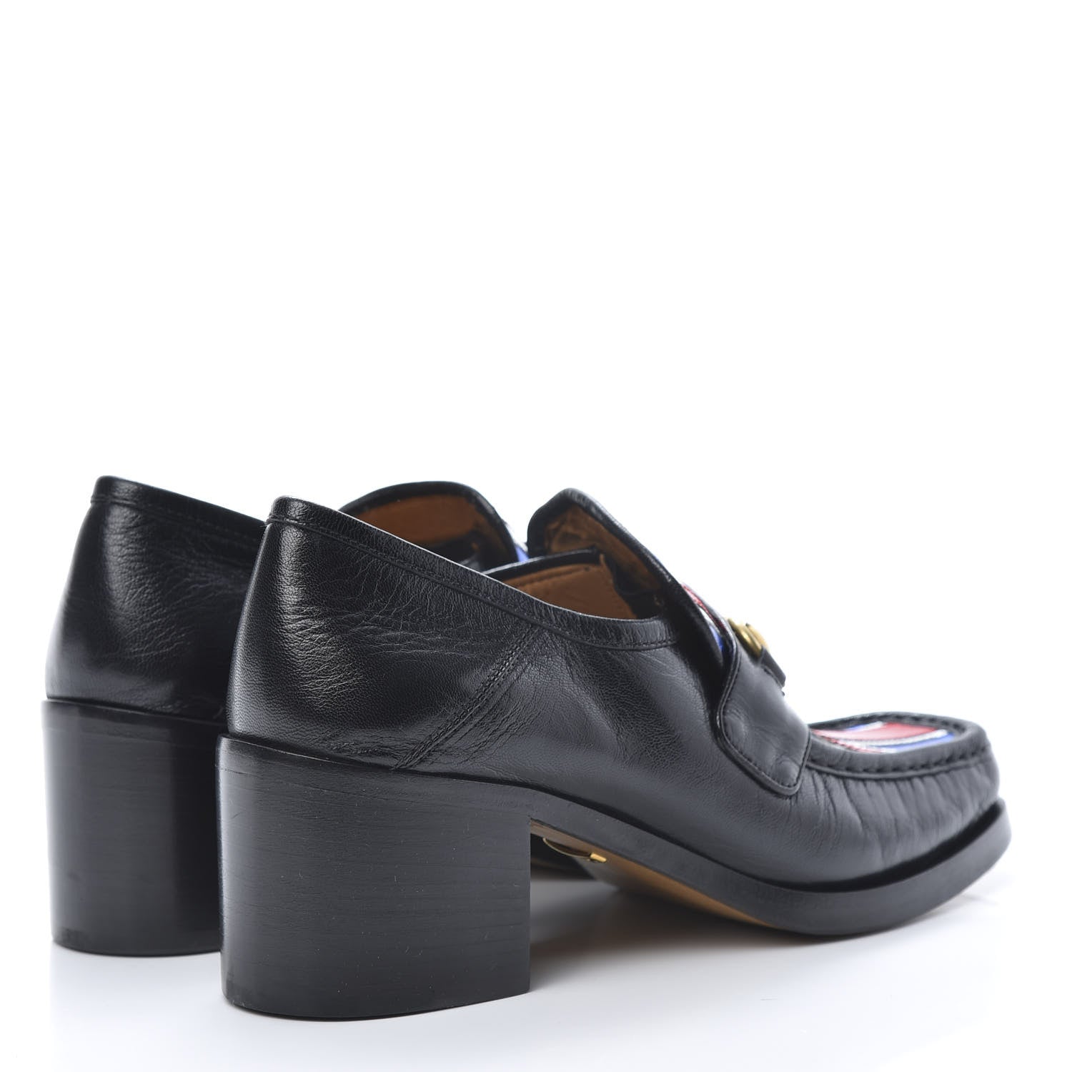 Gucci Lambskin Union Jack Horsebit Loafer Pumps 39 Black 4 of 11