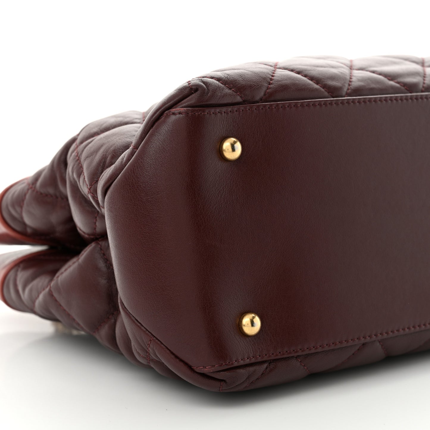 Calfskin Quilted Medium Soft Elegance Tote Burgundy