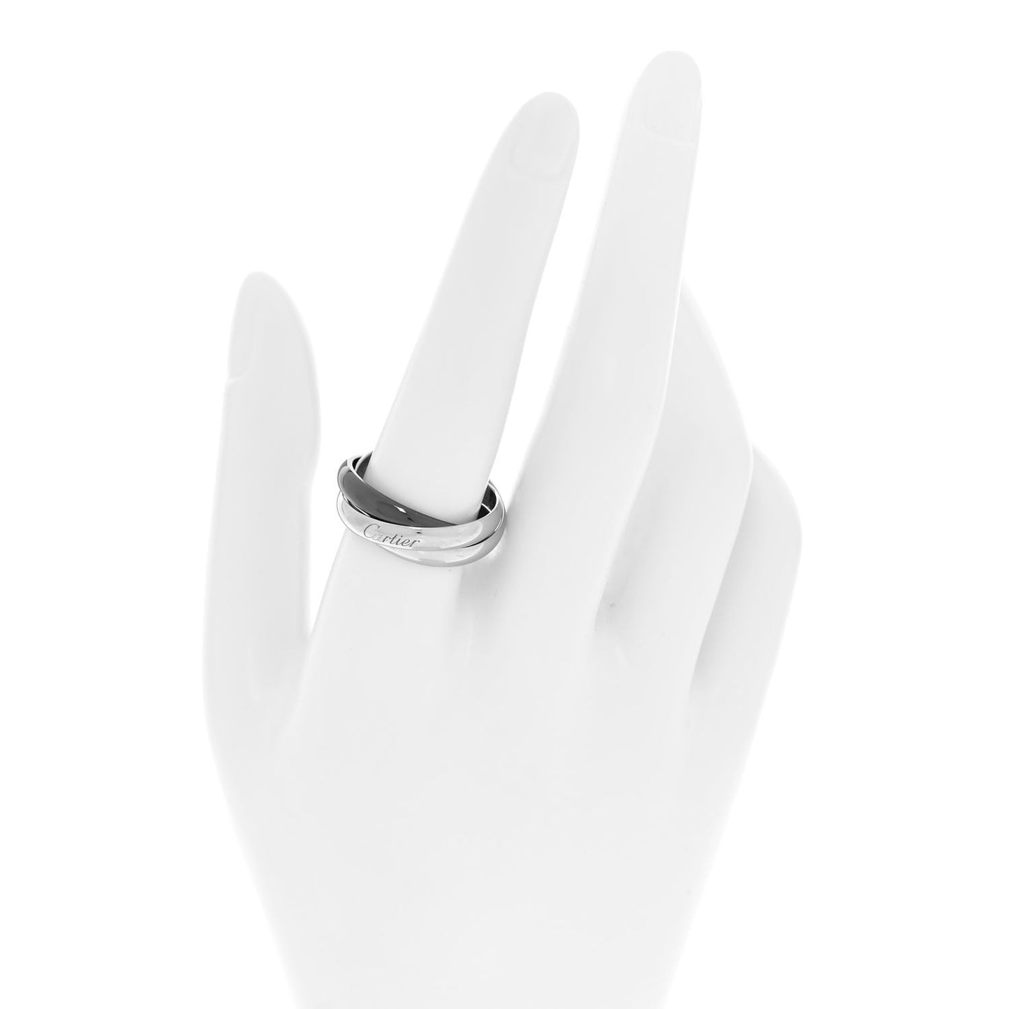 18K White Gold Black Ceramic Trinity Ring 59 8.75