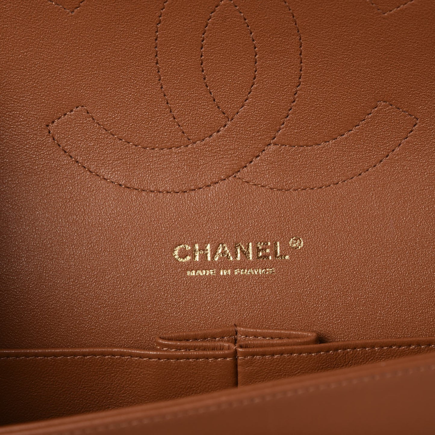 Lambskin Quilted Jumbo Double Flap Camel