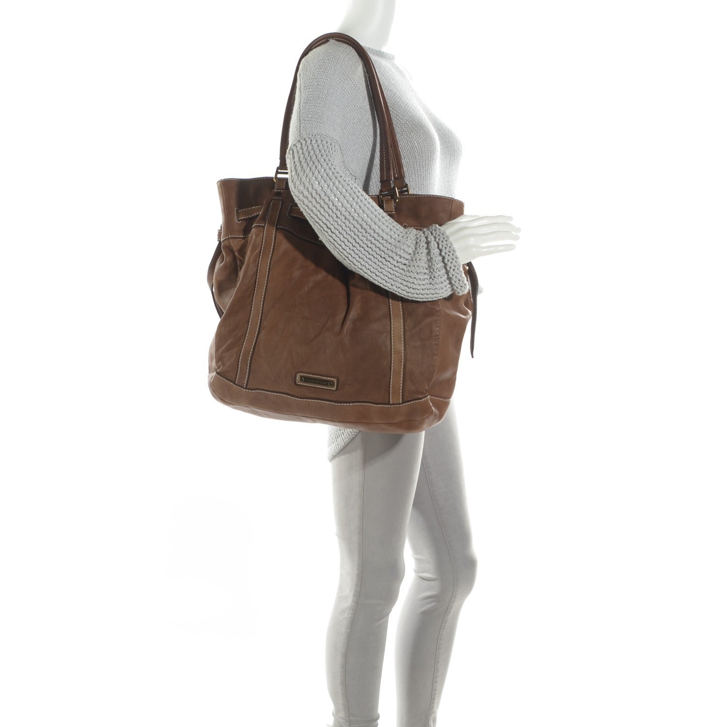Burberry Washed Lambskin Tote Brown 2 of 9