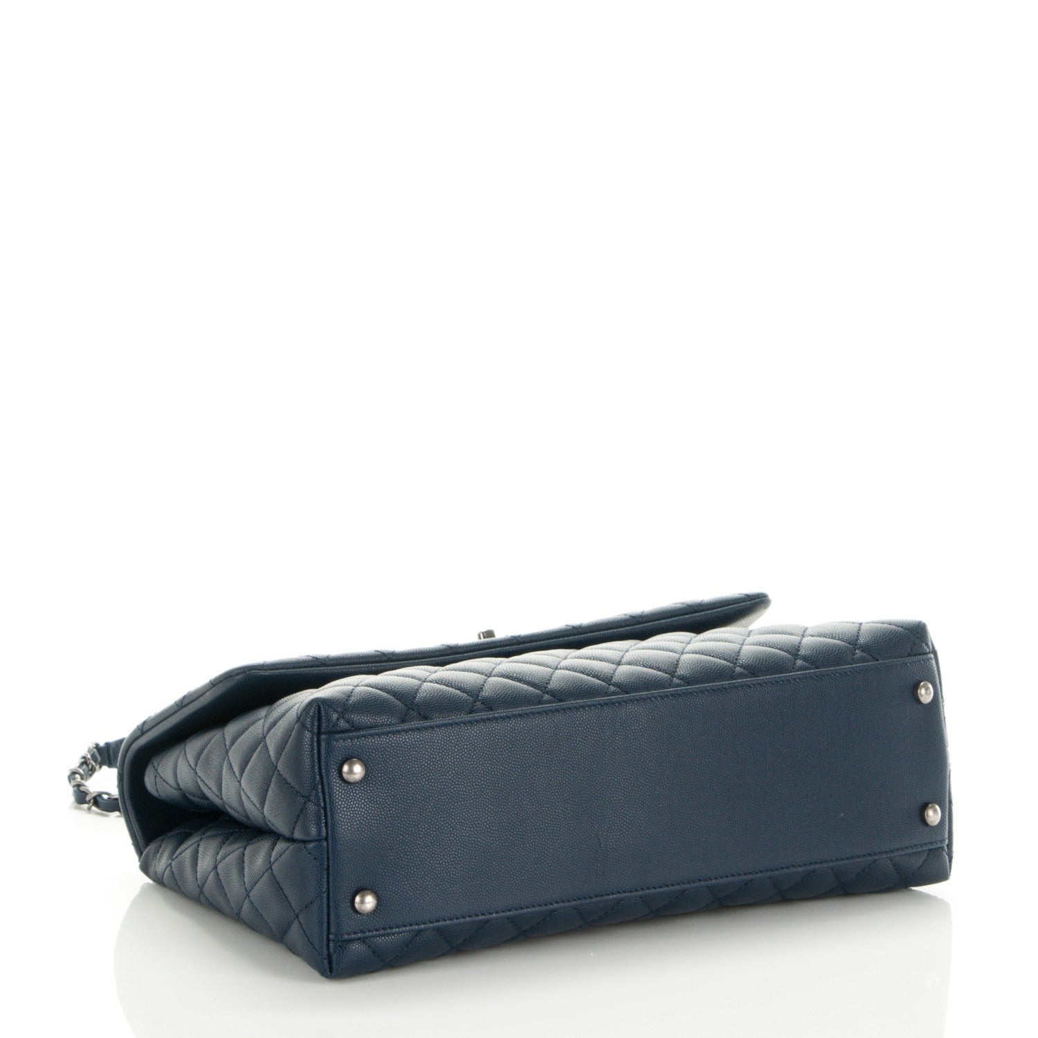 Chanel Caviar Lizard Quilted Medium Coco Handle Flap Navy 5 of 8