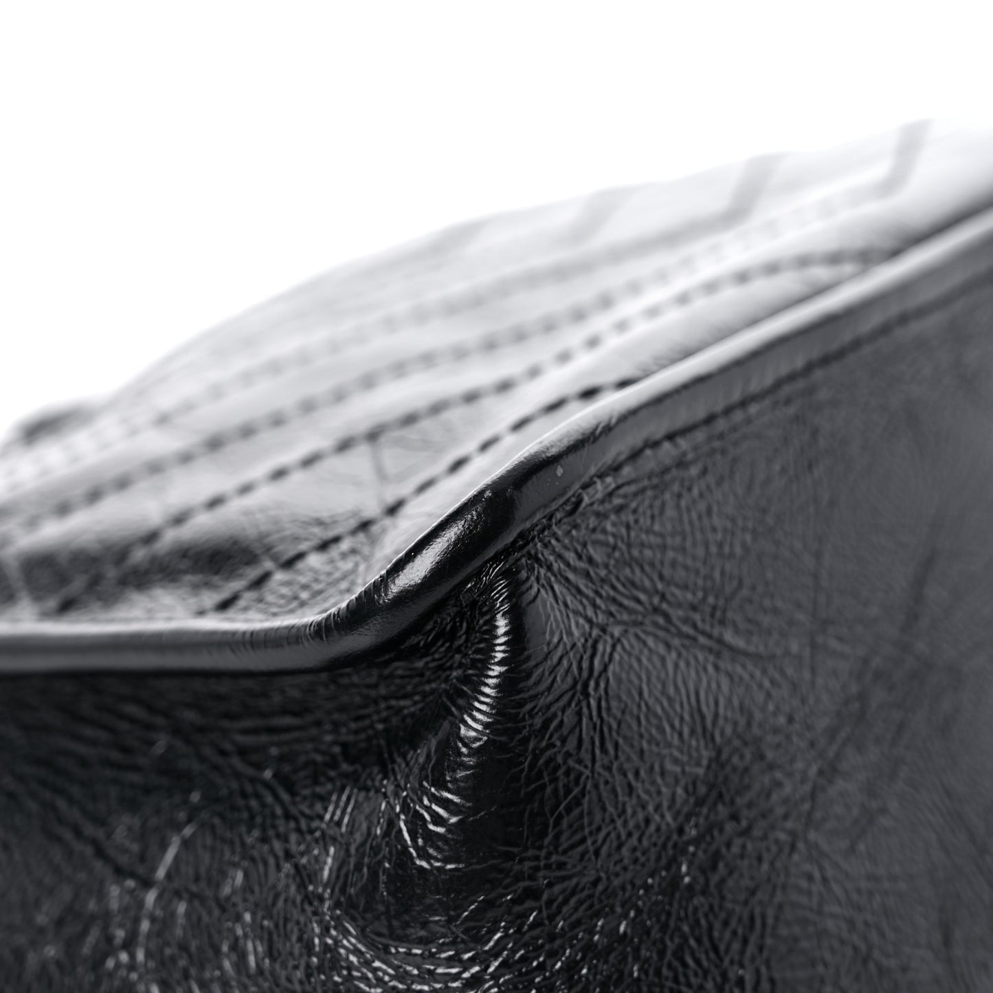 Crinkled Calfskin Matelasse Monogram Medium Niki Chain Satchel Black