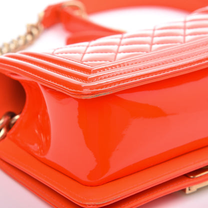 Chanel Patent Calfskin Quilted Small Boy Flap Orange 11 of 13