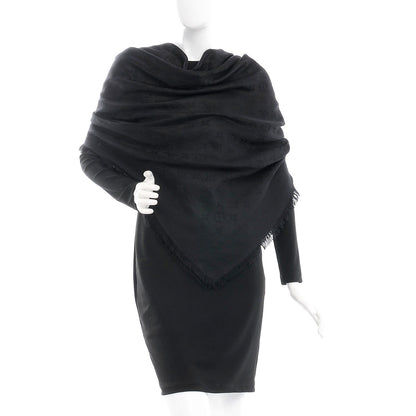 Louis Vuitton Silk Wool Monogram Shawl Black 2 of 4
