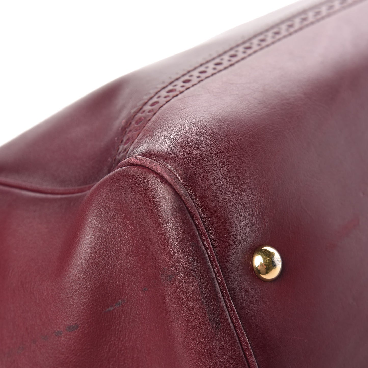 Calfskin Duilio Brogue Top Handle Bag Burgundy