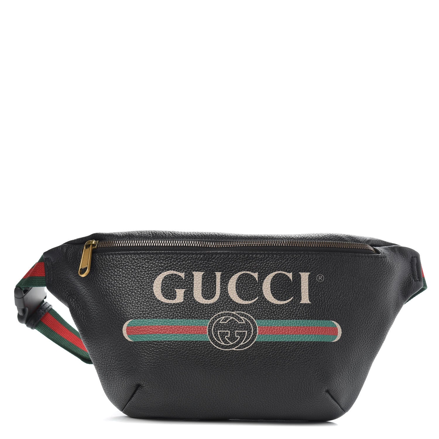 Gucci Grained Calfskin Logo Belt Bag Black 1 of 9
