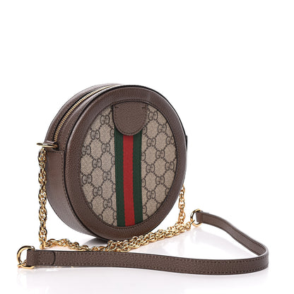 Gucci GG Supreme Monogram Web Mini Ophidia Round Shoulder Bag Brown 3 of 11