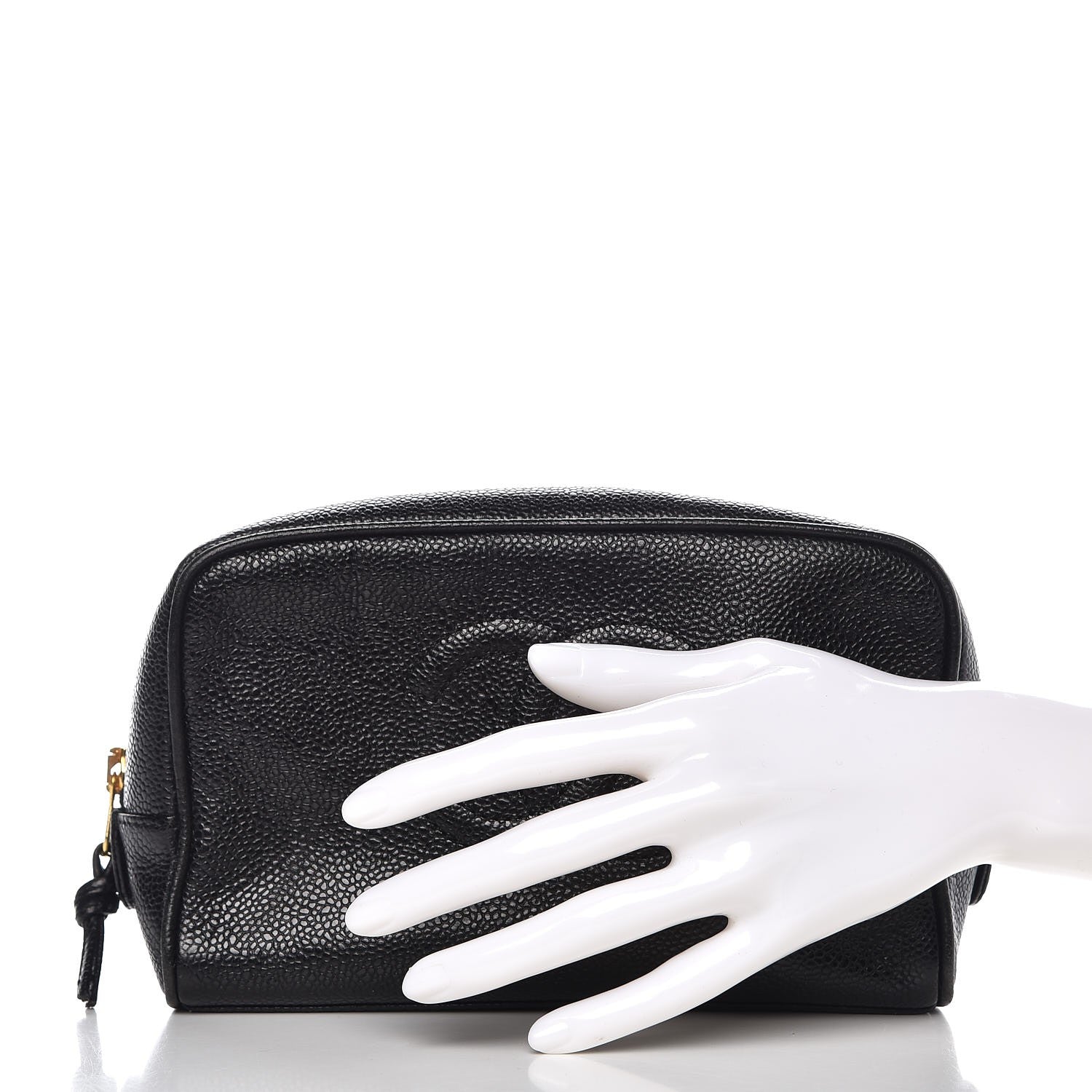 Chanel Caviar Timeless CC Cosmetic Pouch Bag Black 2 of 10