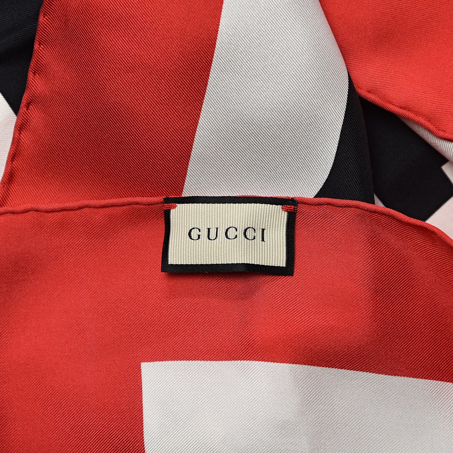 Silk Gucci World Square Scarf Ivory Red