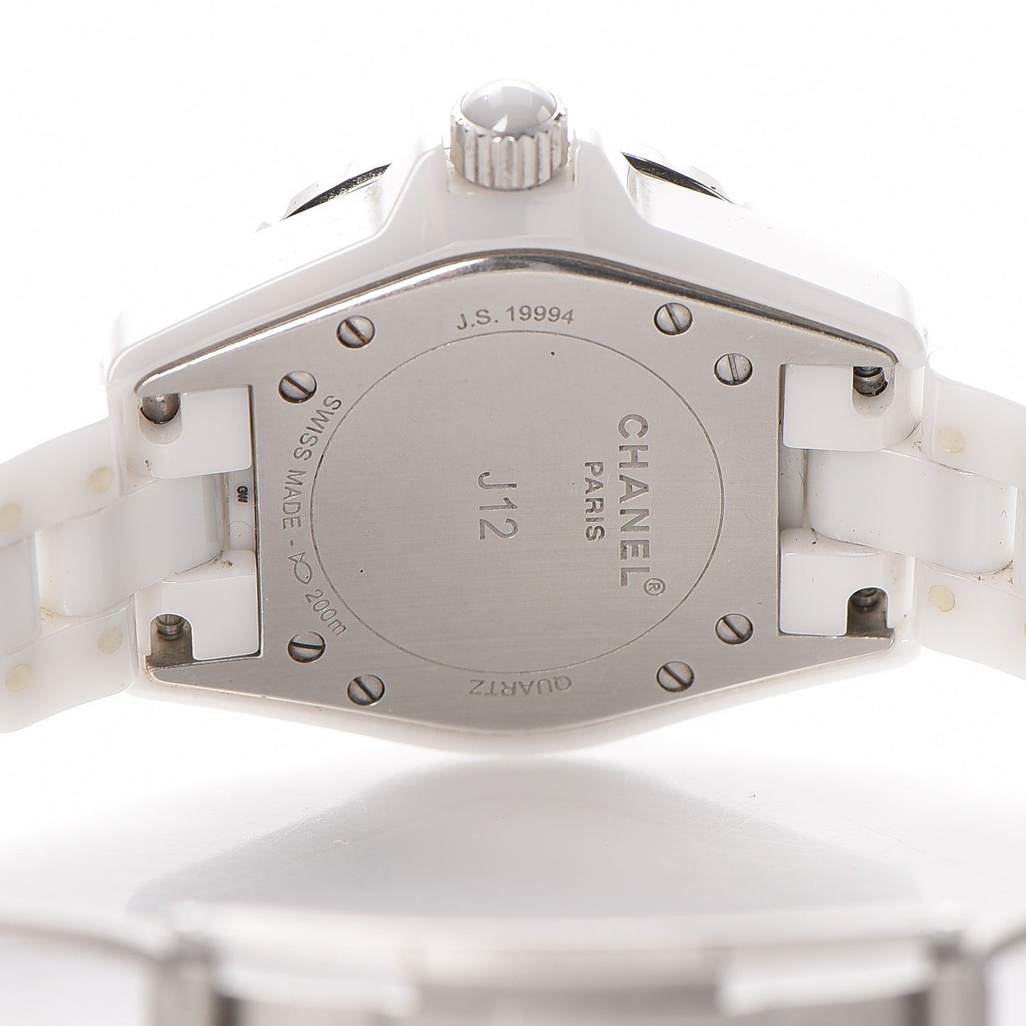 Stainless Steel Ceramic Diamond 33mm J12 Quartz Watch White