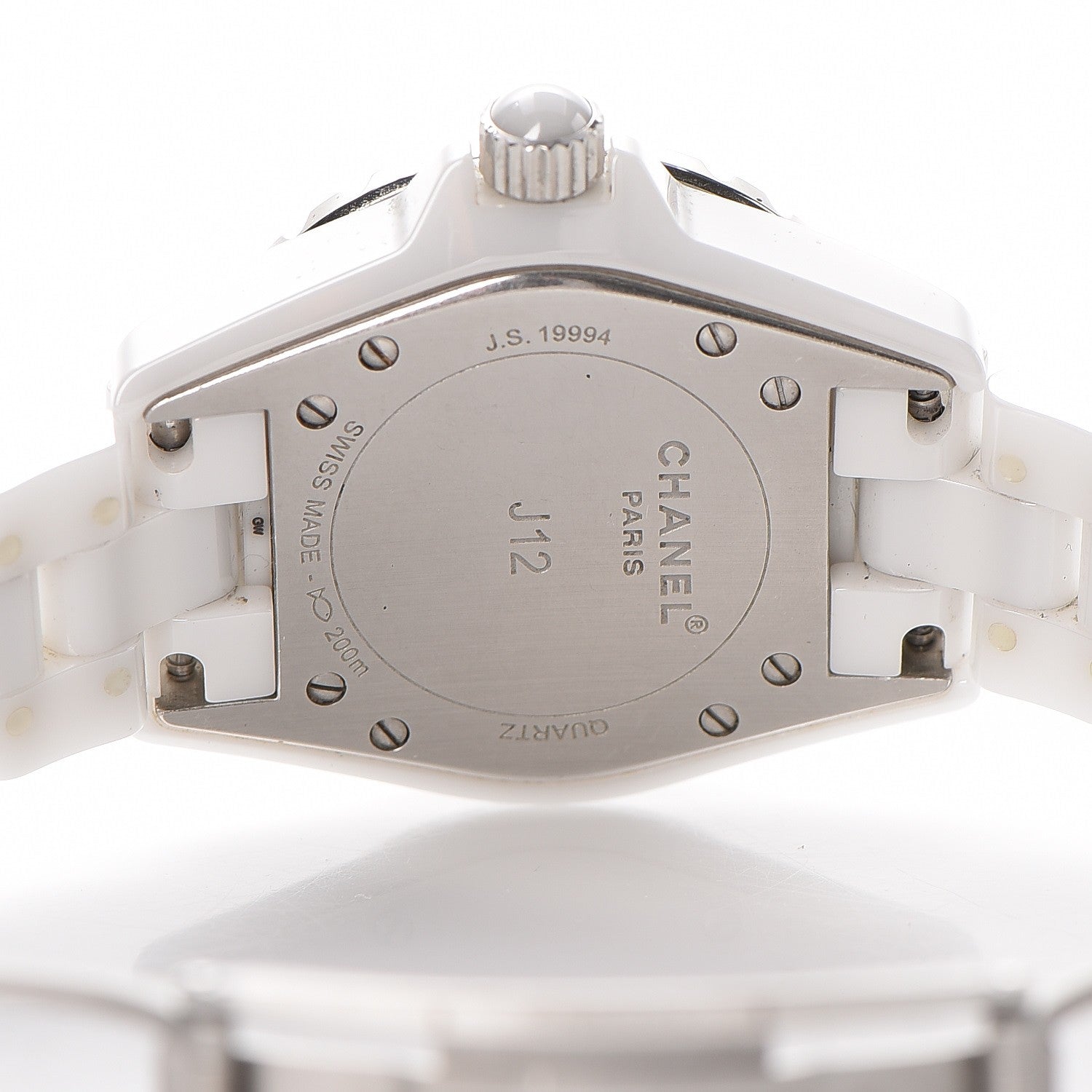 Chanel Stainless Steel Ceramic Diamond 33mm J12 Quartz Watch White 7 of 7