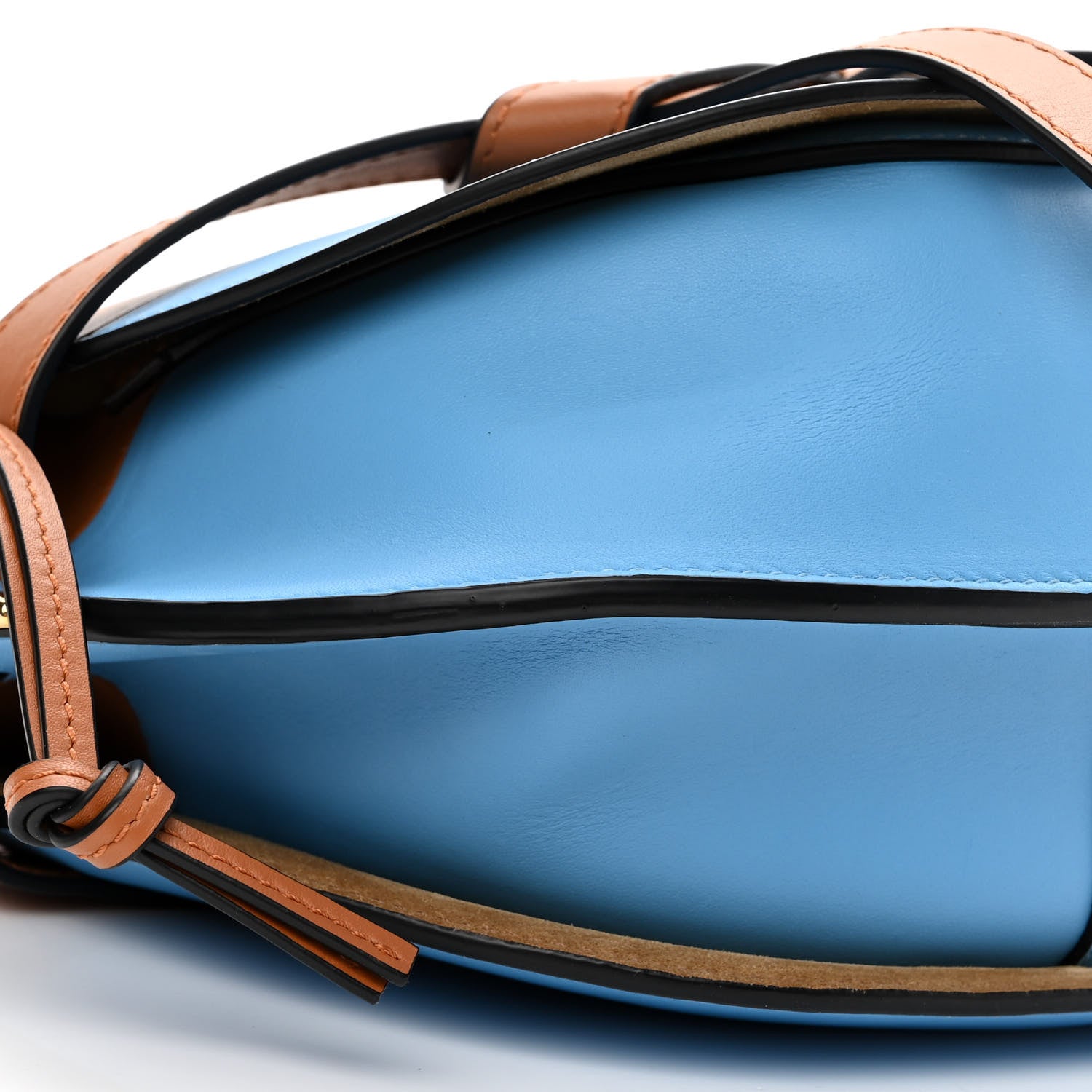 Loewe Calfskin Small Gate Crossbody Bag Tan Sky Blue 8 of 9