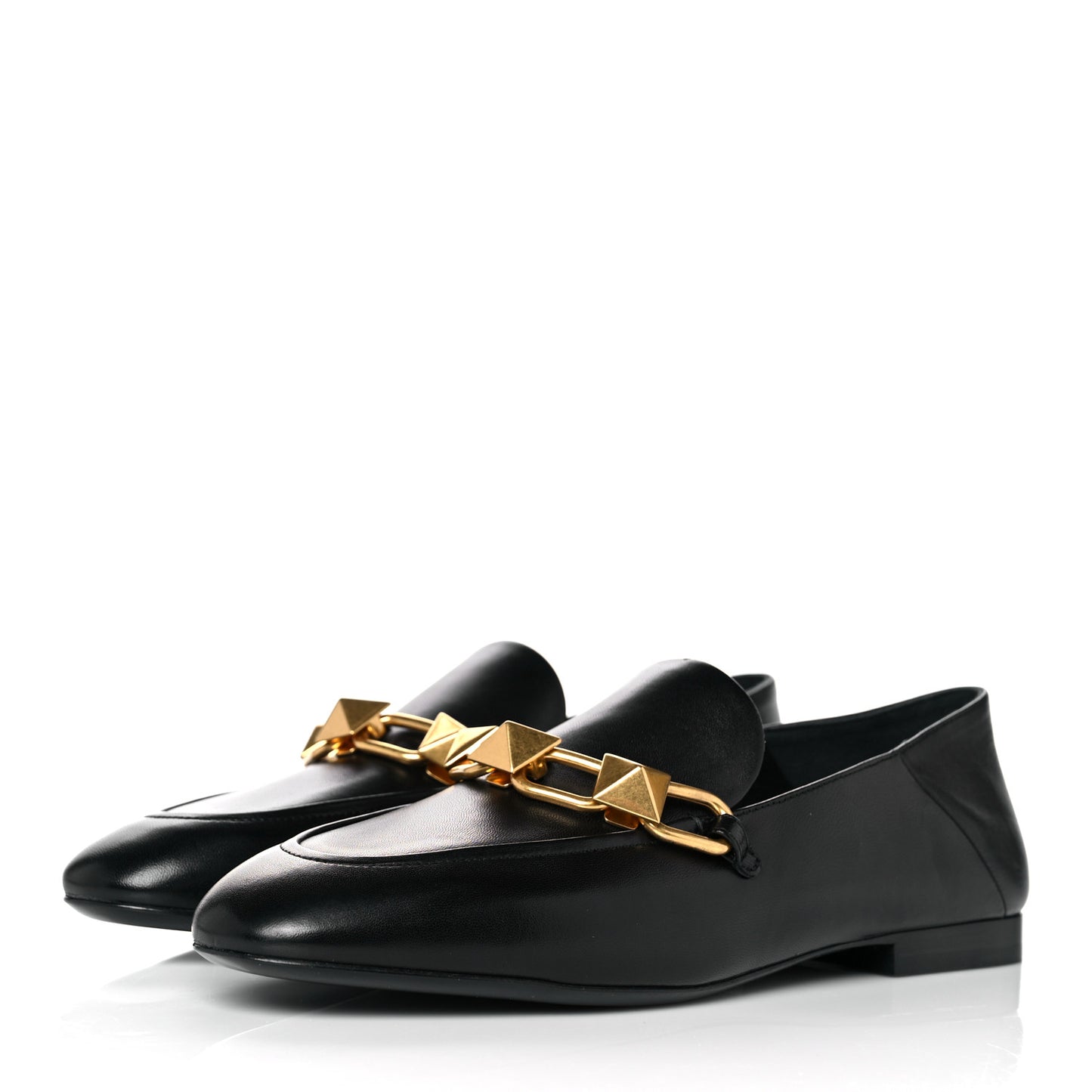 Nappa Stud Sign Loafers 39 Black