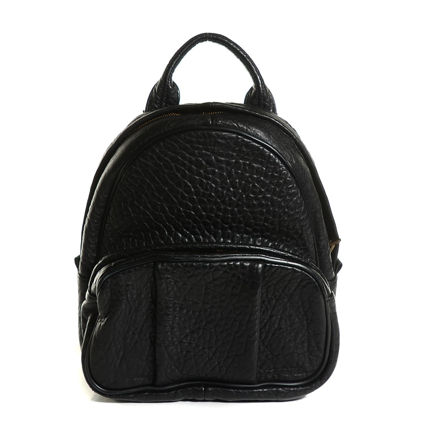 Pebbled Lambskin Dumbo Backpack Black Antique Brass Hardware