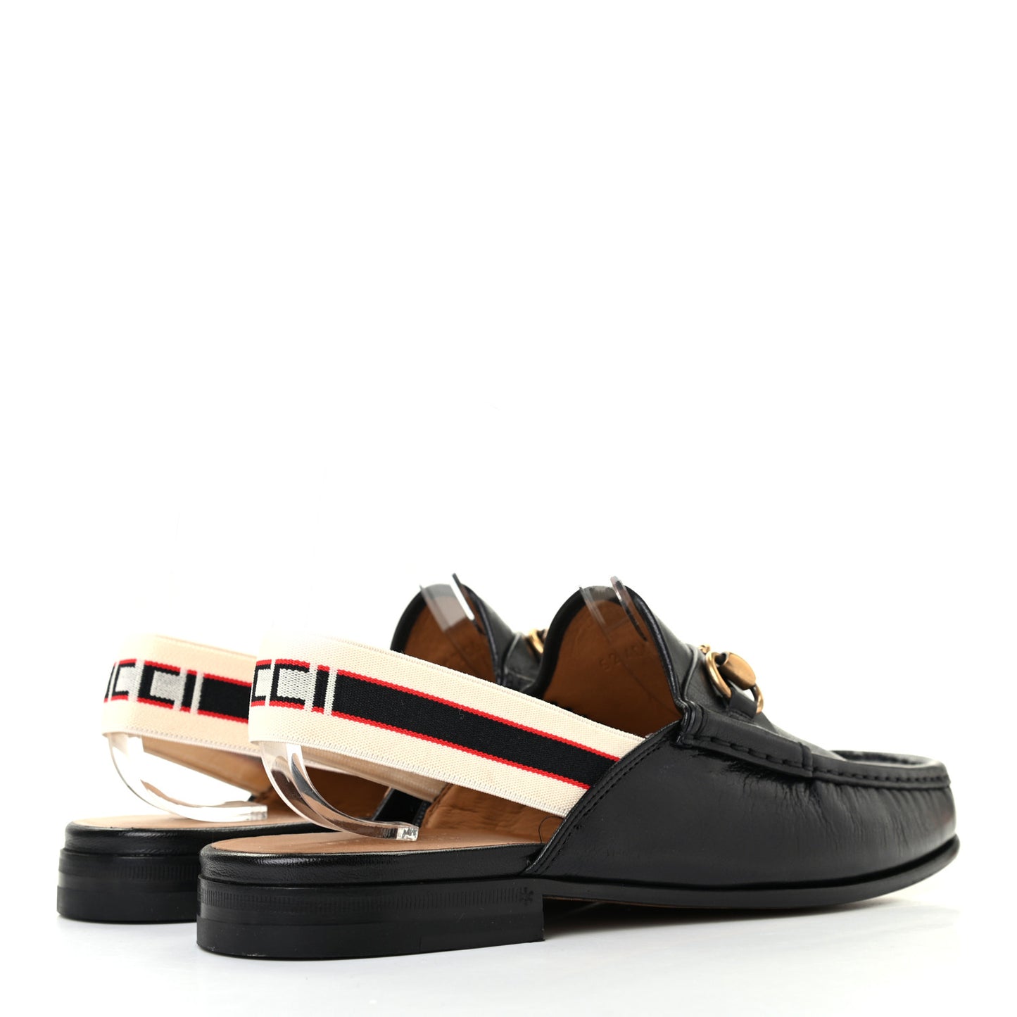 Goatskin Stripe Mens Horsebit Slingback Slippers 7 Black