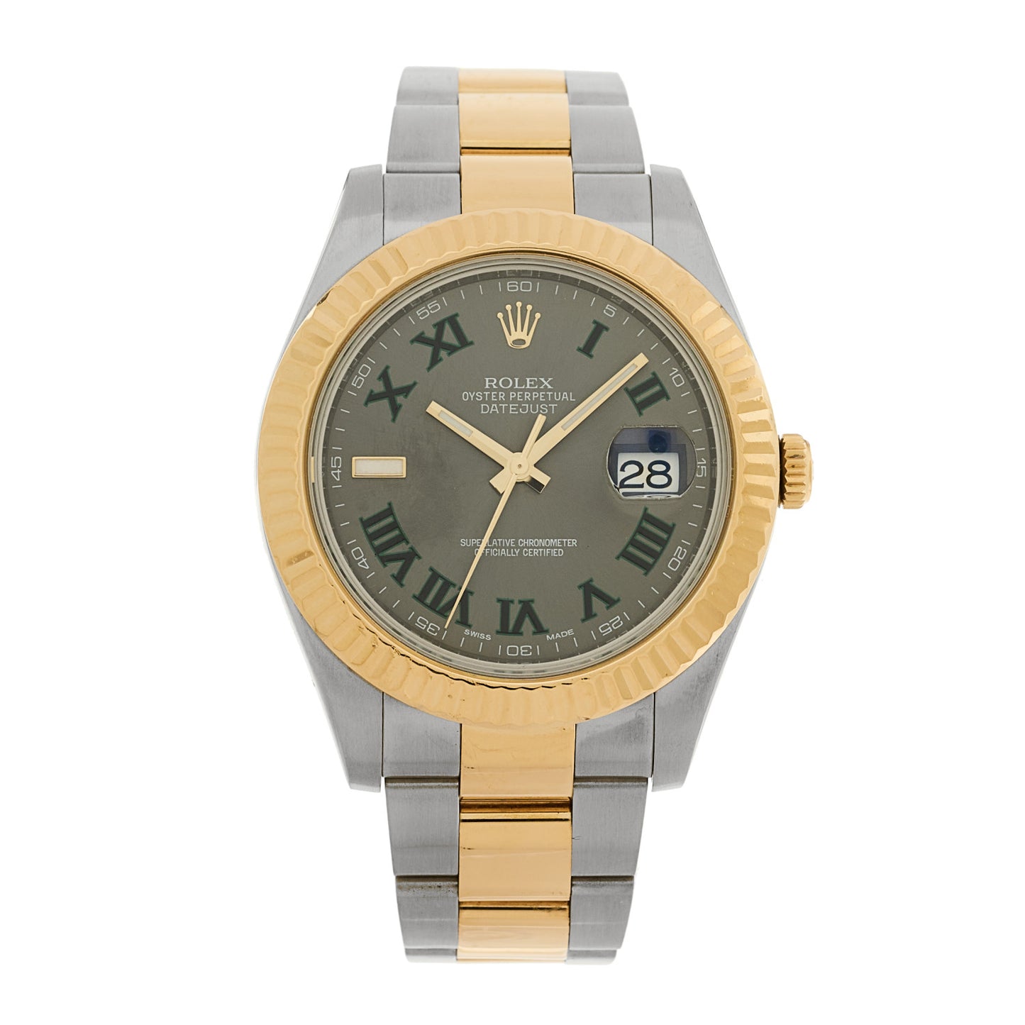 Stainless Steel 18K Yellow Gold 41mm Oyster Perpetual Datejust II Watch Slate 116333
