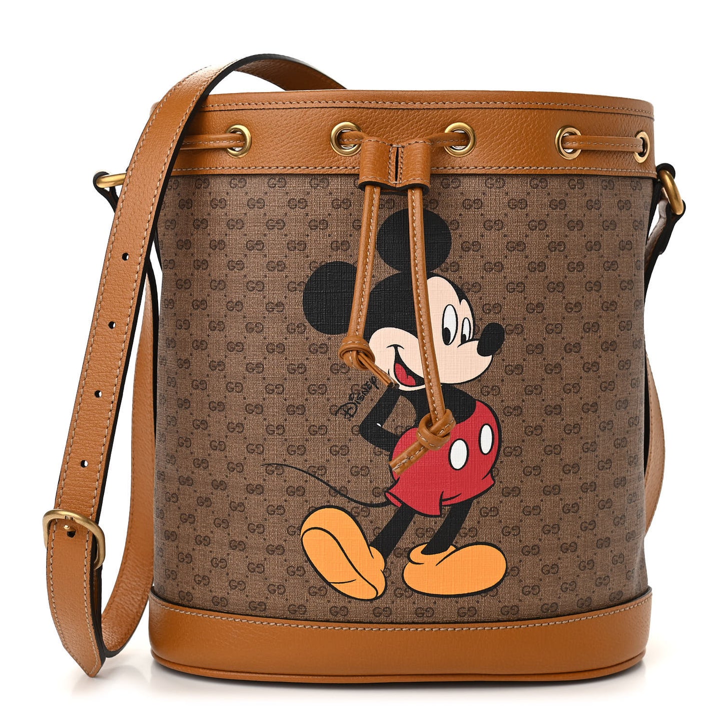 X DISNEY Mini Vintage GG Supreme Monogram Bucket Bag Beige Vintage Sun Oil