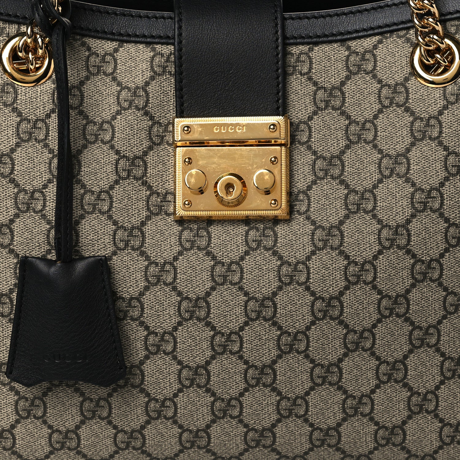 Gucci GG Supreme Monogram Medium Padlock Tote Black 8 of 11
