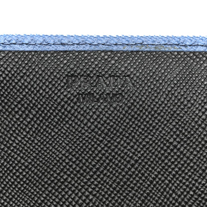 Prada Saffiano Bi-Color Metal Continental Flap Wallet Cobalto Black 6 of 12