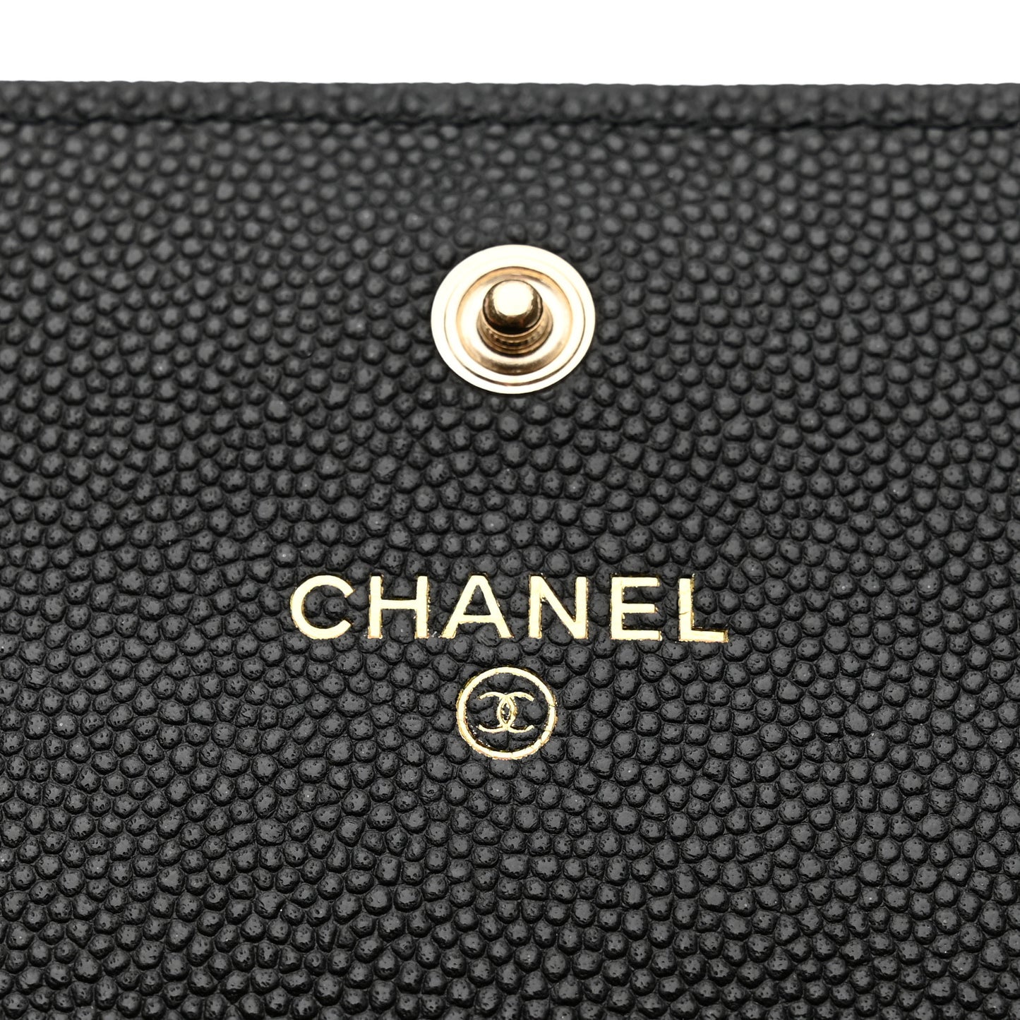 Caviar Quilted Crystal CC Large Gusset Flap Wallet Black