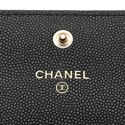 Chanel Caviar Quilted Crystal CC Large Gusset Flap Wallet Black 7 of 10