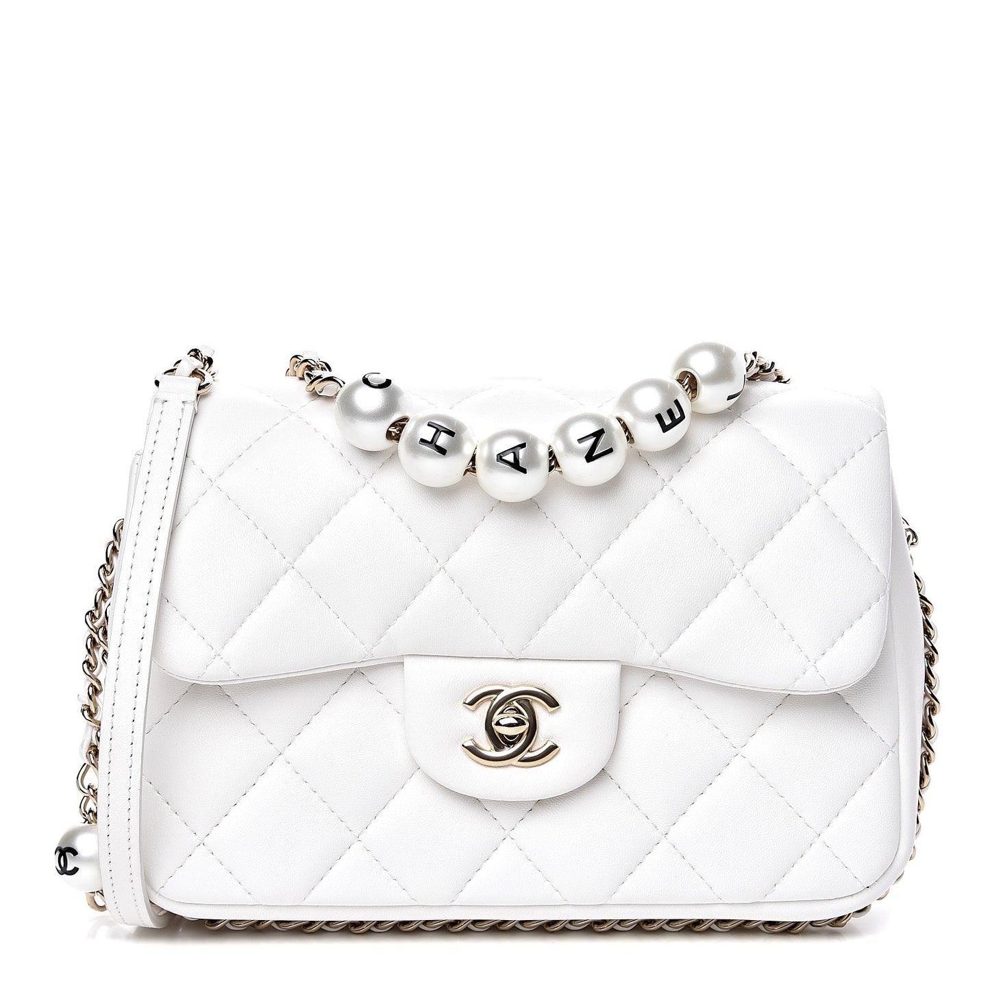 Lambskin Quilted Small My Precious Flap White