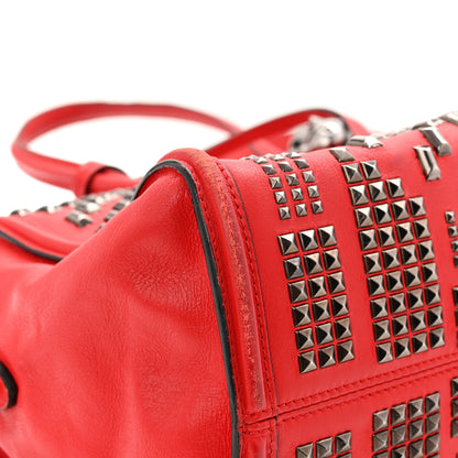 Alexander McQueen Calfskin Small Studded Padlock Zip Around Tote Red 12 of 14