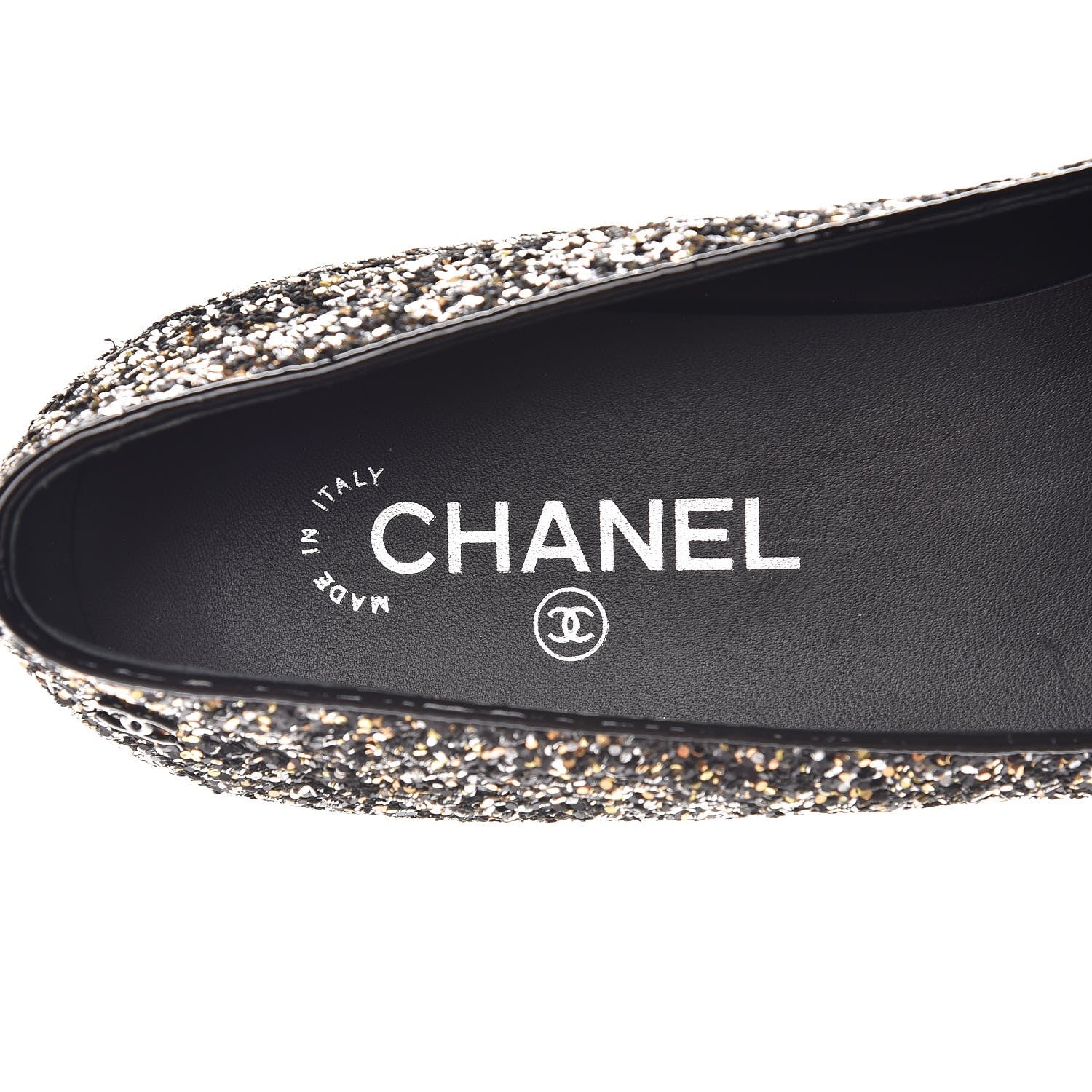 Chanel Glitter Fabric Patent Calfskin Mocassin Loafers 41 Black Bronze 8 of 9