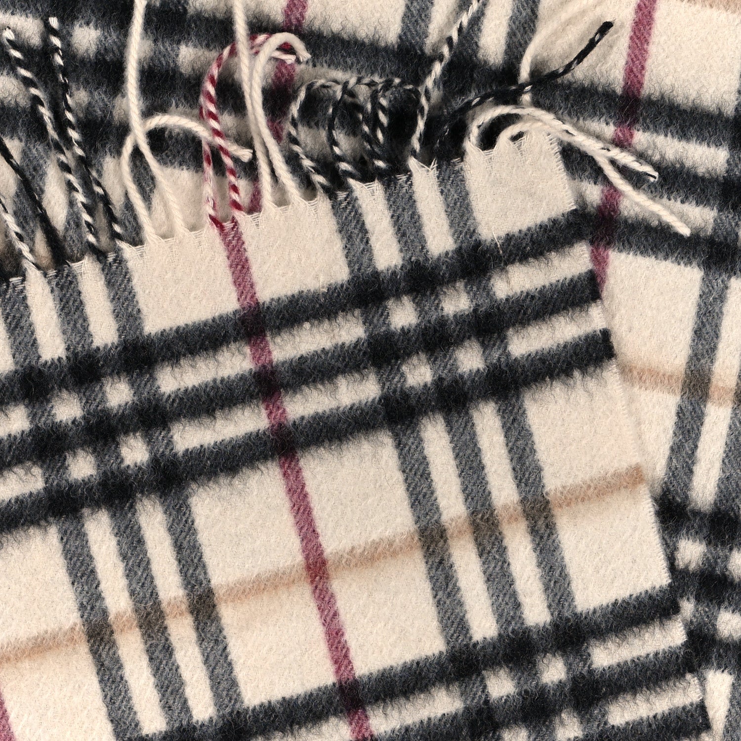 Burberry Cashmere Vintage Check Fringe Scarf Stone 4 of 4