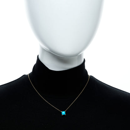 David Yurman 18K Yellow Gold Diamond Turquoise 7mm Petite Chatelaine Pendant Necklace 2 of 5