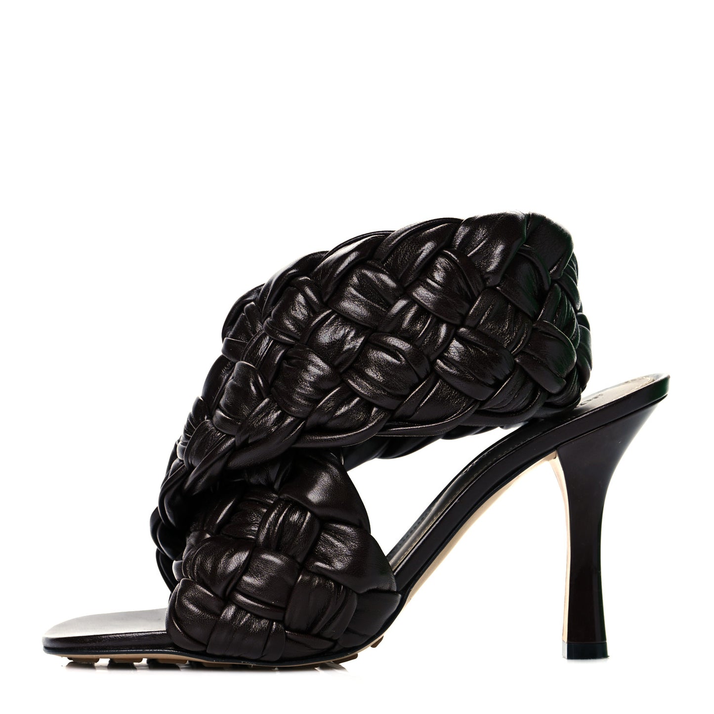 Shiny Nappa Intrecciato The Board Sandals 37.5 Chocolate