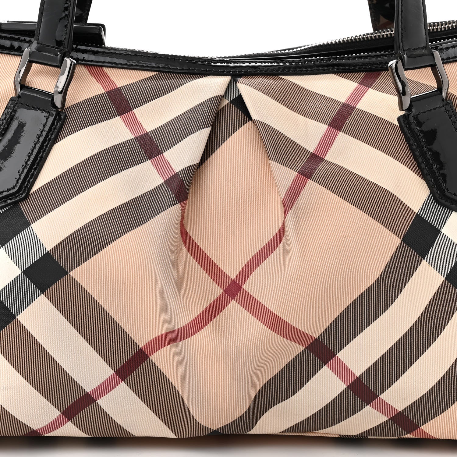 Burberry Patent Trim Supernova Check Medium Melbury Tote Black 9 of 15