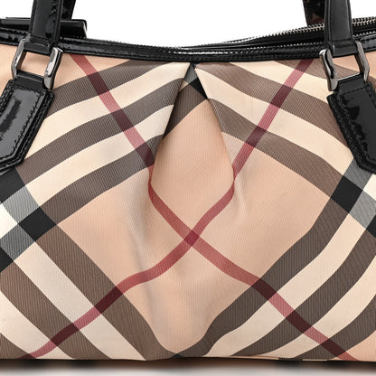 Burberry Patent Trim Supernova Check Medium Melbury Tote Black 9 of 15