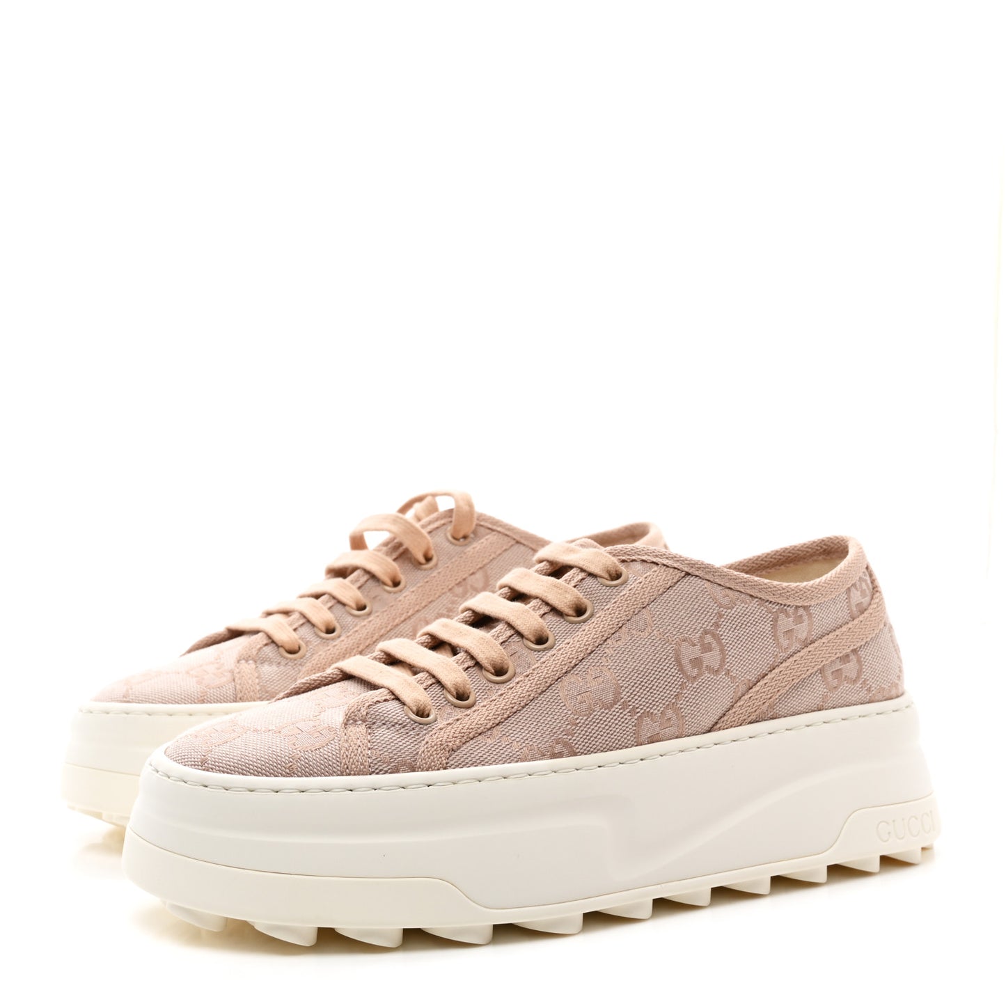 GG Monogram Womens 1977 Tennis Platform 52mm Sneakers 36.5 Skin Rose