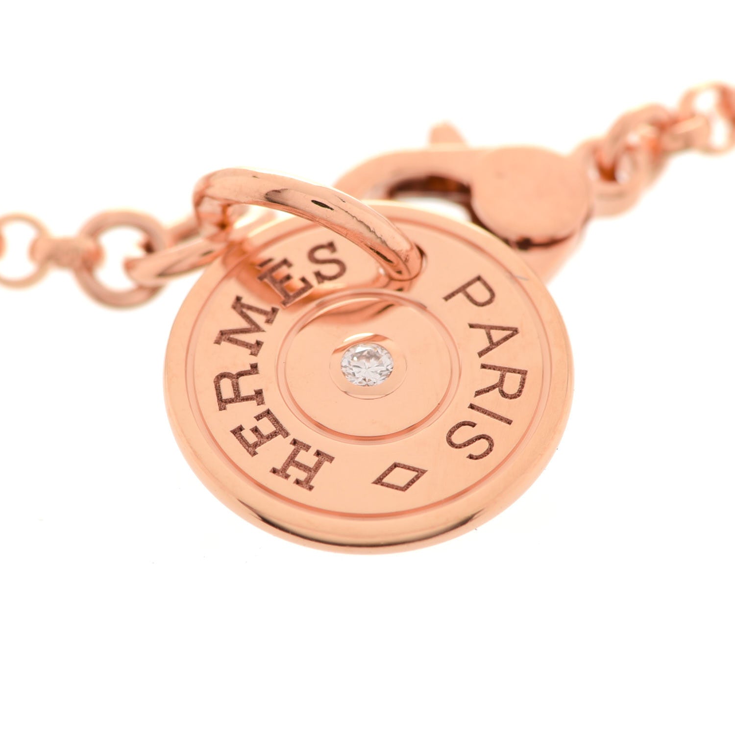Hermes 18K Rose Gold Diamond Gambade Bracelet XS 4 of 6