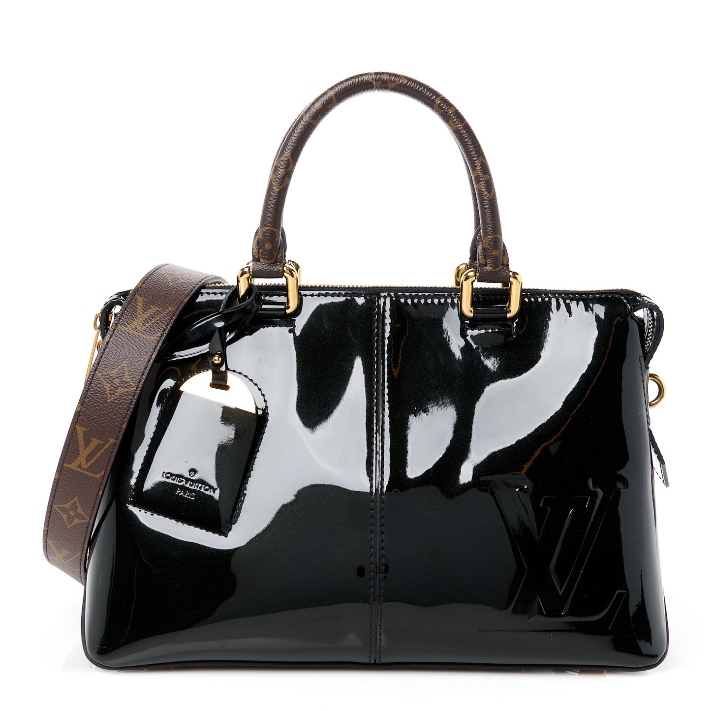 Patent Calfskin Miroir Tote Black