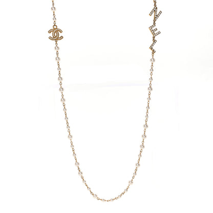 Chanel Pearl Crystal 90's Icon CC Necklace Gold 1 of 7