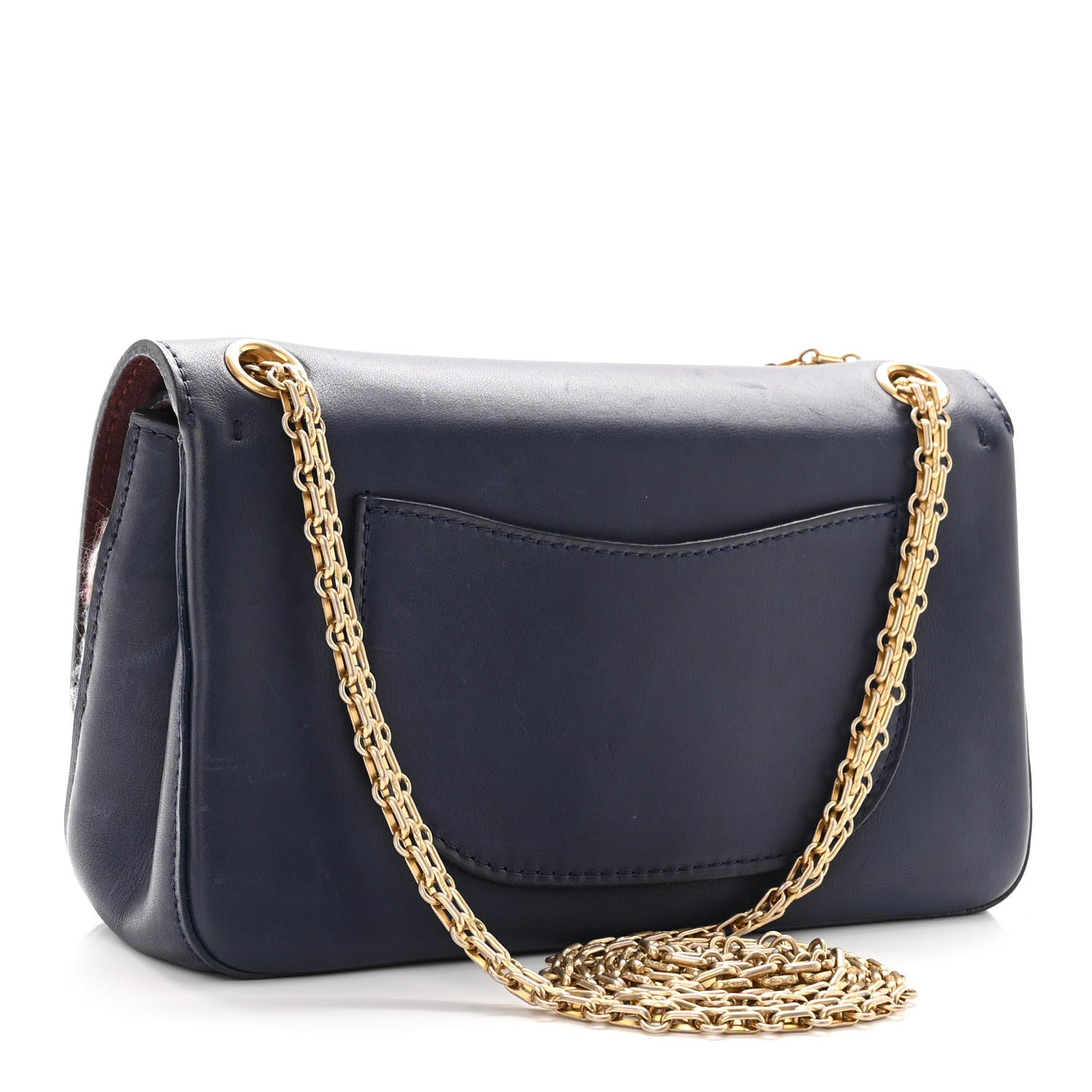 Chanel Smooth Calfskin Knit Nude 2.55 Reissue 225 Flap Navy 2 of 11