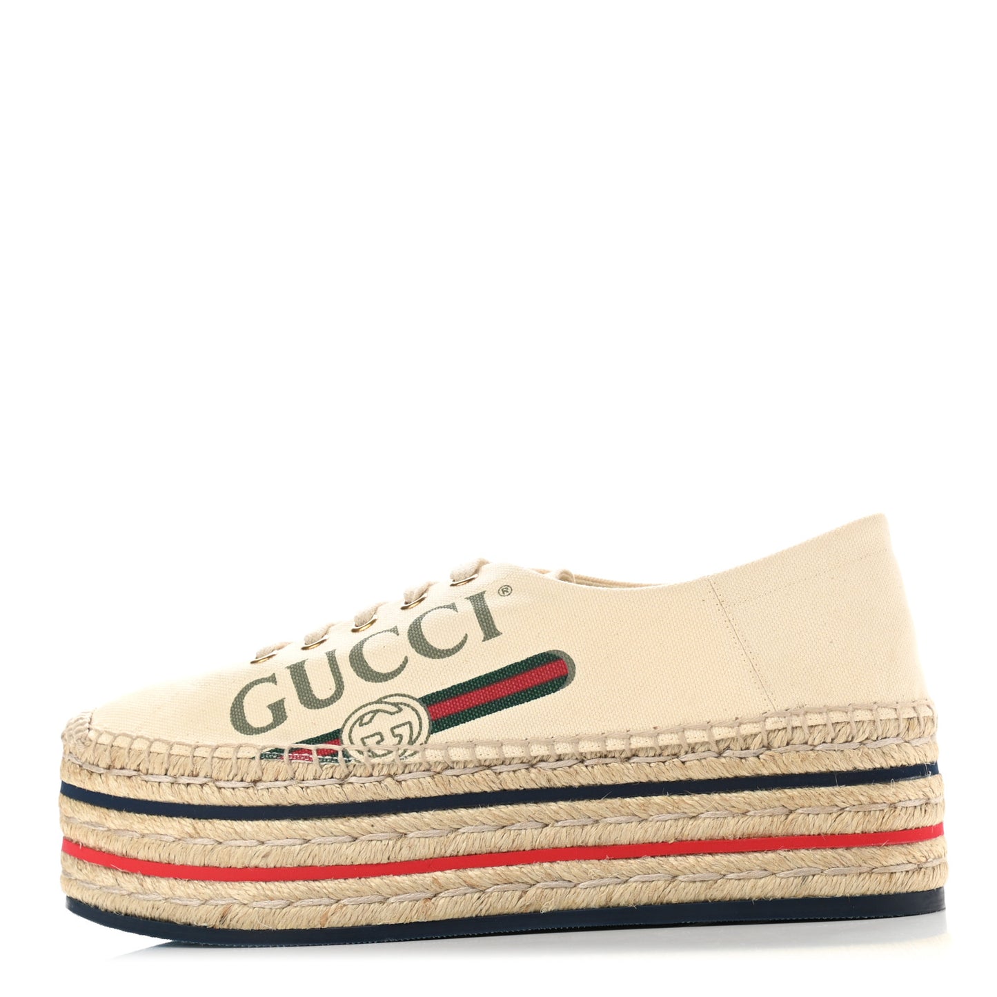 Canvas Logo Lace-Up Platform Espadrilles 40 Greggio Grege