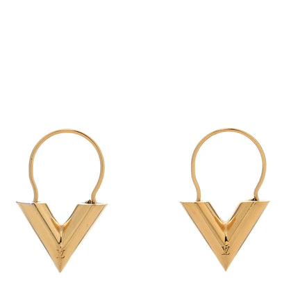 Louis Vuitton Brass Essential V Hoop Earrings Gold 1 of 5